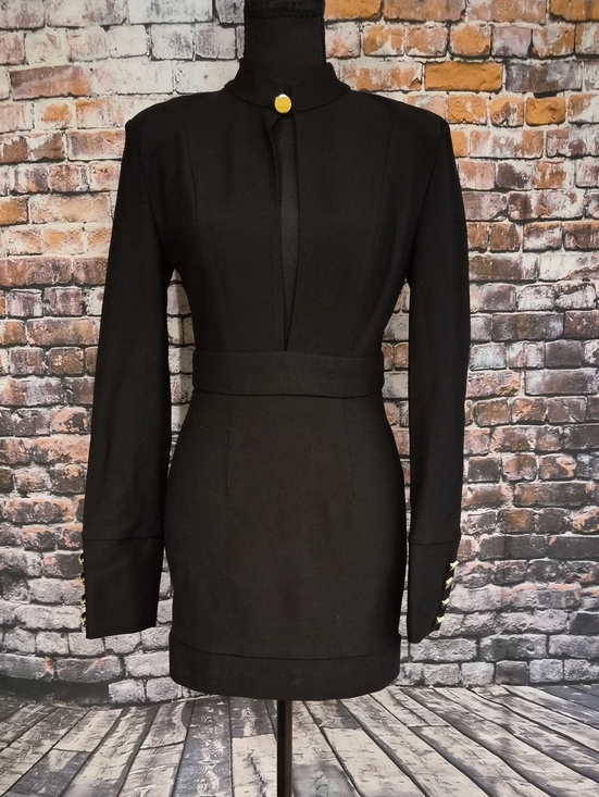 AKIRA Dresses & Skirts - AKIRA Black Long-Sleeve Mini Dress with Gold Button Accents
